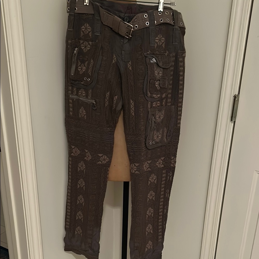 Johnny Was Brown/Green Patterned Cargo Pants